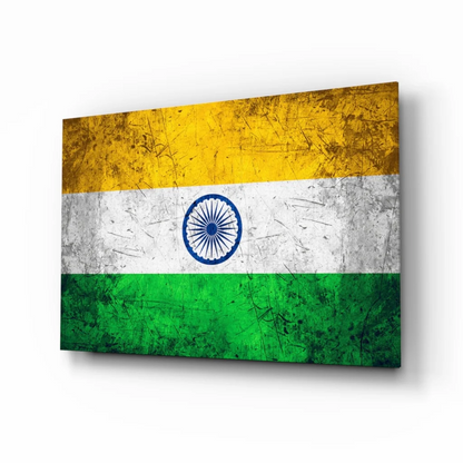 Vintage Indian Flag Canvas Wall Art with Distressed Finish | Insigneart USA | vintageantiquesgifts.com