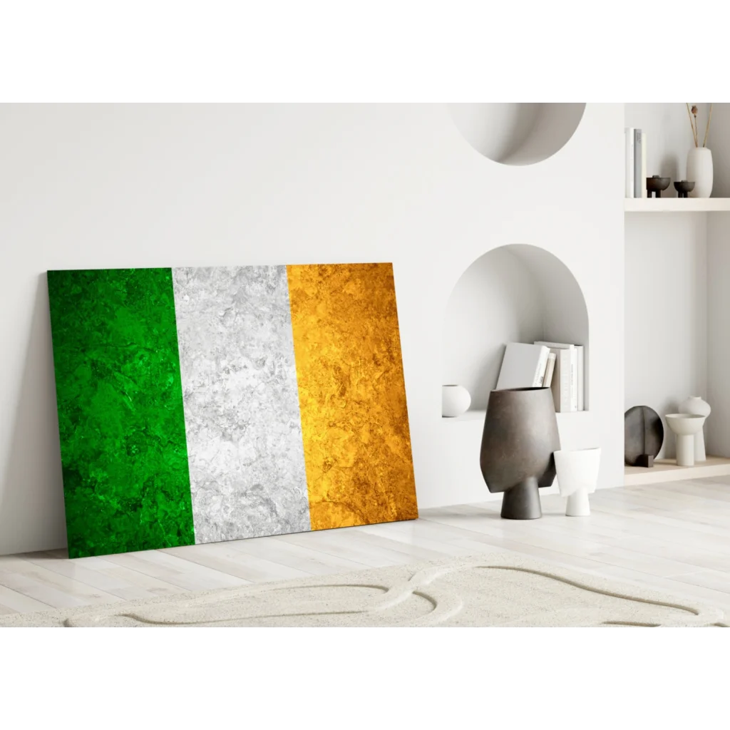 Irish Flag Textured Canvas Wall Art with Vibrant Stripes | Modern Wall Art Decor | vintageantiquesgifts.com