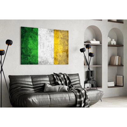 Vintage Irish flag canvas wall art with distressed texture