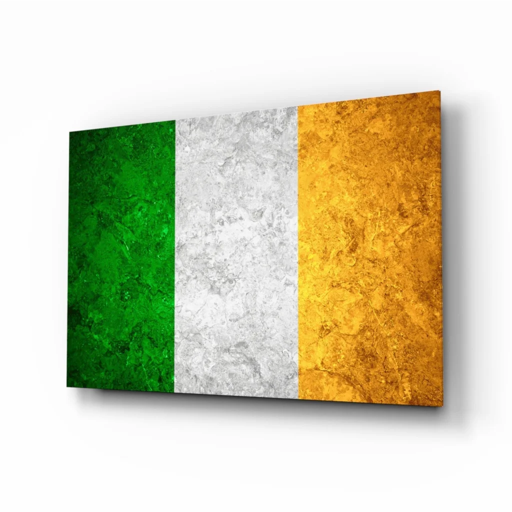 Irish Flag Textured Canvas Wall Art with Vibrant Stripes | Insigneart USA | vintageantiquesgifts.com