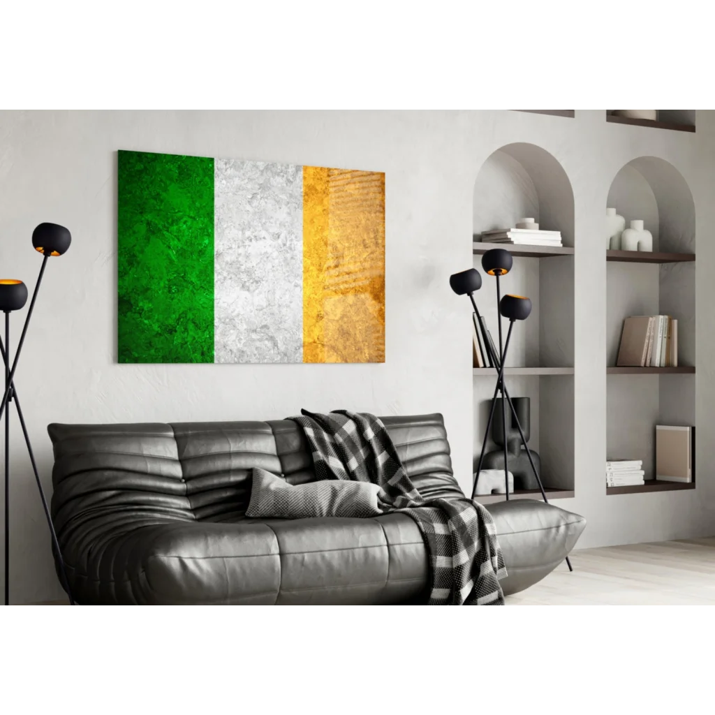 Irish Flag Textured Canvas Wall Art with Vibrant Stripes | Contemporary Home Wall Art | vintageantiquesgifts.com