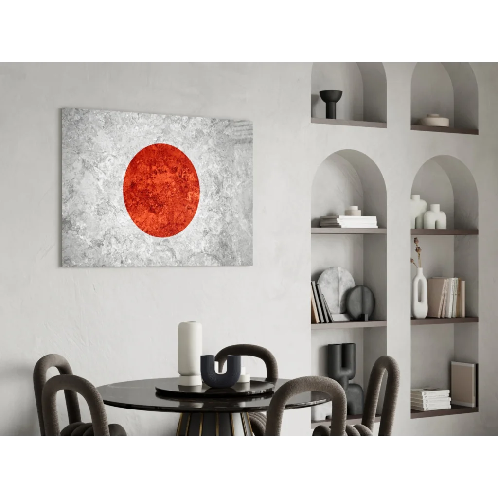 Vibrant red circle textured canvas wall art print