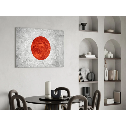 Vibrant red circle textured canvas wall art print