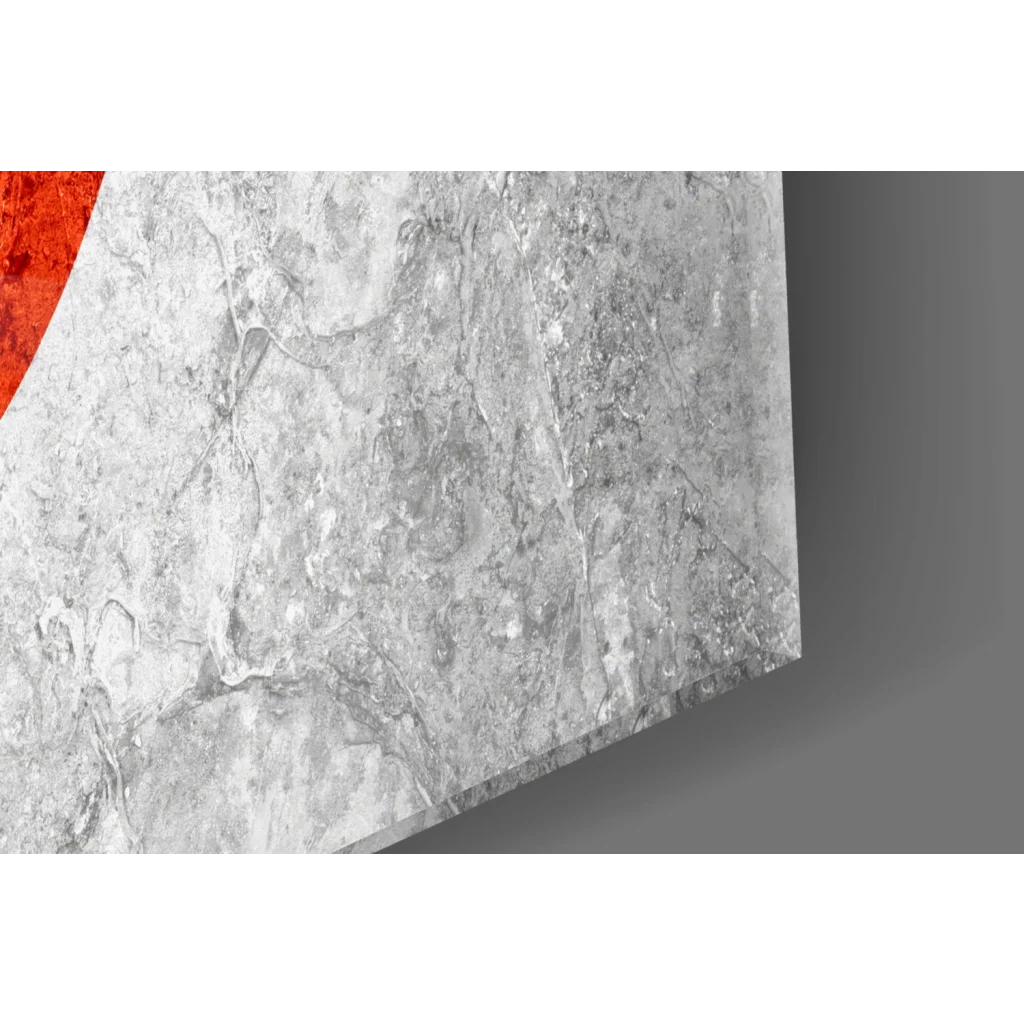 Gray marble veined glass wall art print of Japanese Flag