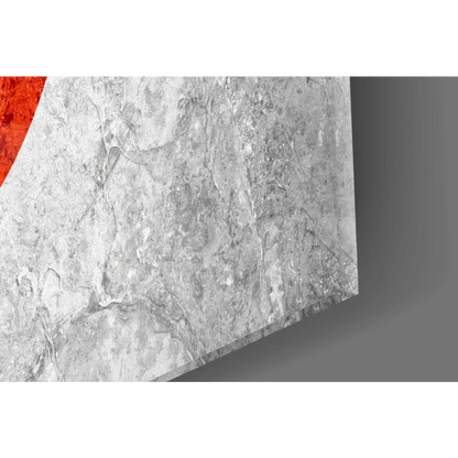 Gray marble veined glass wall art print of Japanese Flag