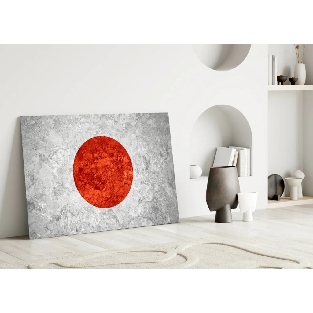 Japanese Flag Textured Canvas Wall Art Print | Modern Wall Art Decor | vintageantiquesgifts.com
