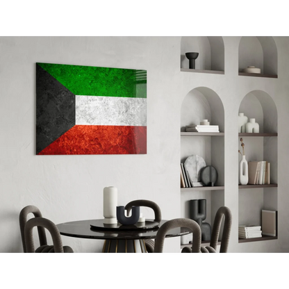 Kuwaiti flag canvas wall art with textured glossy stripes