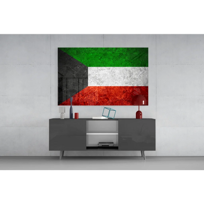 Kuwaiti flag canvas wall art with distressed texture