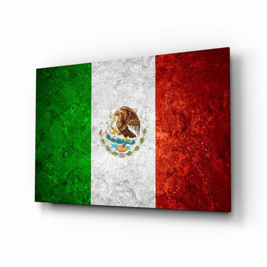 Vintage Mexican Flag Canvas Wall Art with Golden Eagle | Insigneart USA | vintageantiquesgifts.com