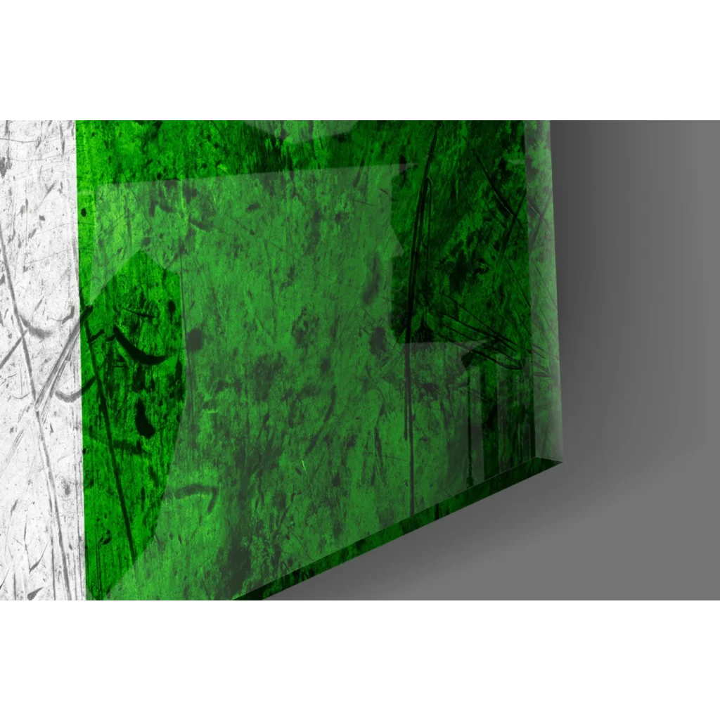 Vibrant green abstract wall art canvas with textured paint streaks