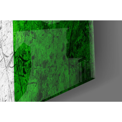 Vibrant green abstract wall art canvas with textured paint streaks