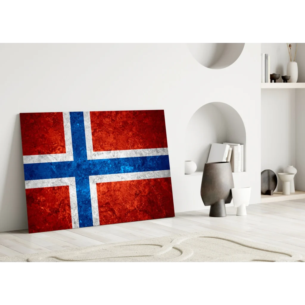 Vintage Norwegian Flag Canvas Wall Art with Distressed Texture | Modern Wall Art Decor | vintageantiquesgifts.com