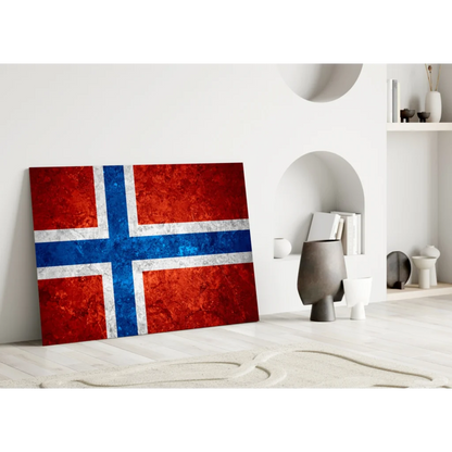 Vintage Norwegian Flag Canvas Wall Art with Distressed Texture | Modern Wall Art Decor | vintageantiquesgifts.com