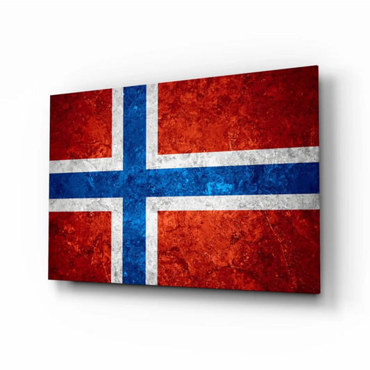 Vintage Norwegian Flag Canvas Wall Art with Distressed Texture | Insigneart USA | vintageantiquesgifts.com
