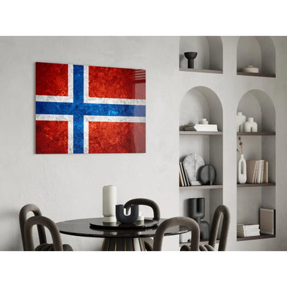 Vintage Norwegian flag distressed texture wall art canvas