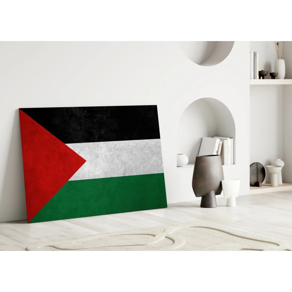 Modern Palestinian flag canvas wall art with bold textured stripes