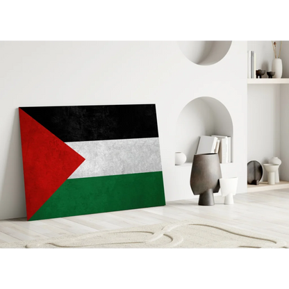 Modern Palestinian flag canvas wall art with bold textured stripes