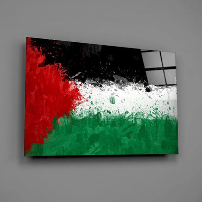 Palestinian Flag Abstract Splatter Wall Art Canvas Print | Glass Wall Art Print | vintageantiquesgifts.com