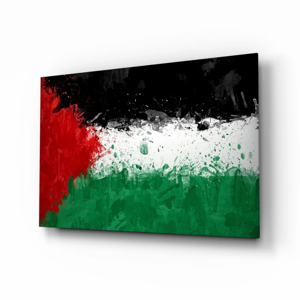 Palestinian Flag Abstract Splatter Wall Art Canvas Print | Insigneart USA | vintageantiquesgifts.com