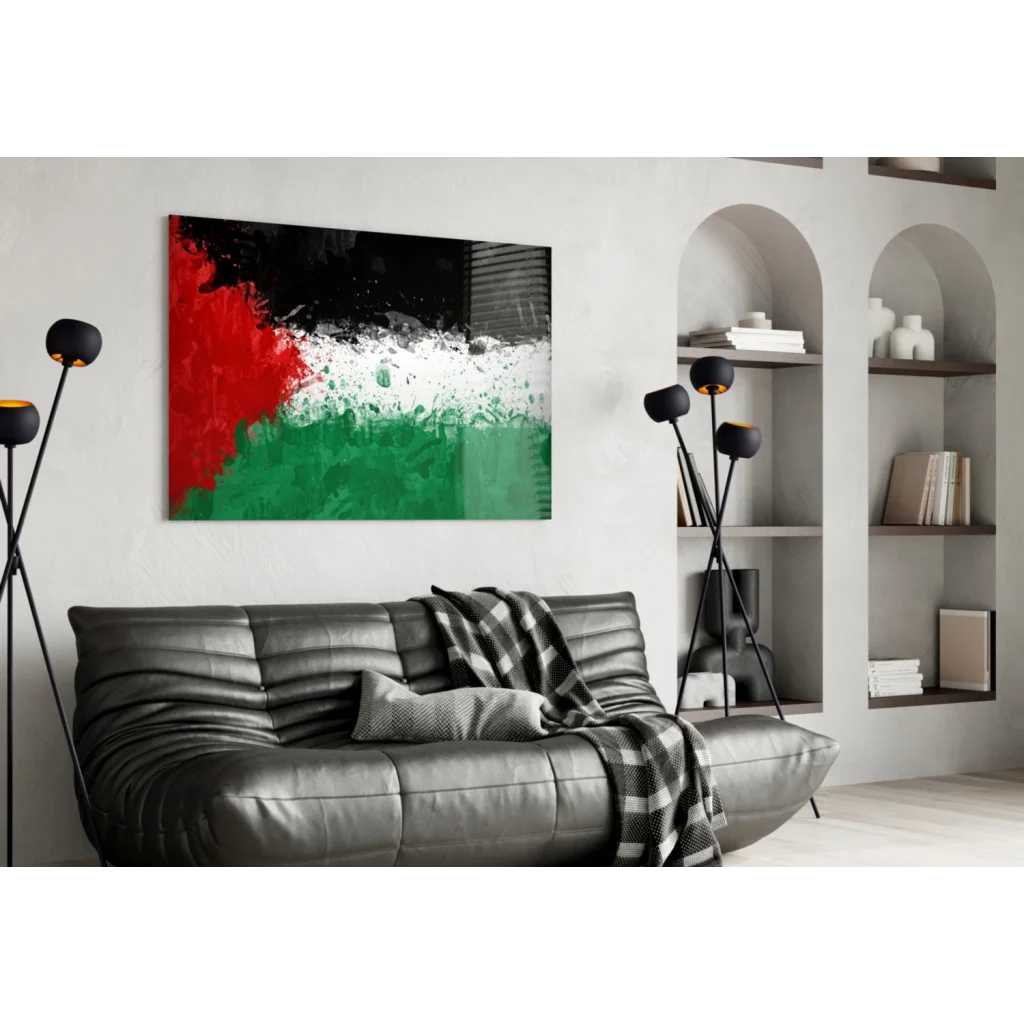 Palestinian Flag Abstract Splatter Wall Art Canvas Print | Contemporary Home Wall Art | vintageantiquesgifts.com
