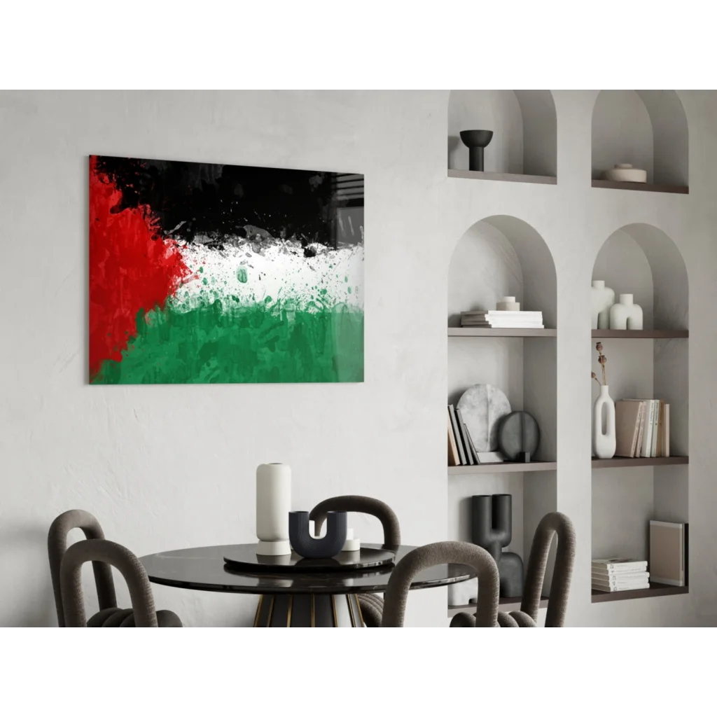 Bold red black green abstract splatter wall art canvas print