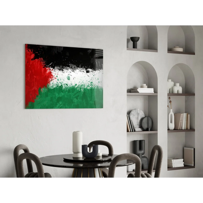 Bold red black green abstract splatter wall art canvas print