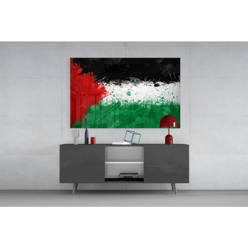 Abstract Palestinian flag splatter wall art canvas print