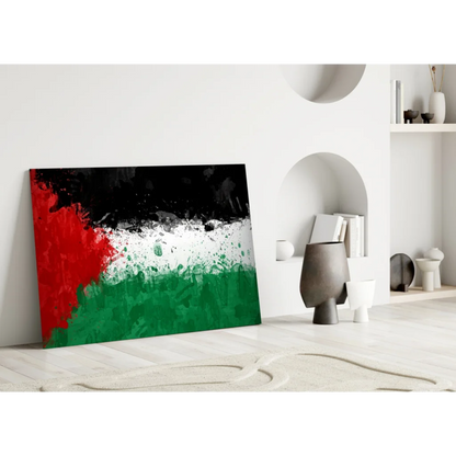 Palestinian Flag Abstract Splatter Wall Art Canvas Print | Modern Wall Art Decor | vintageantiquesgifts.com