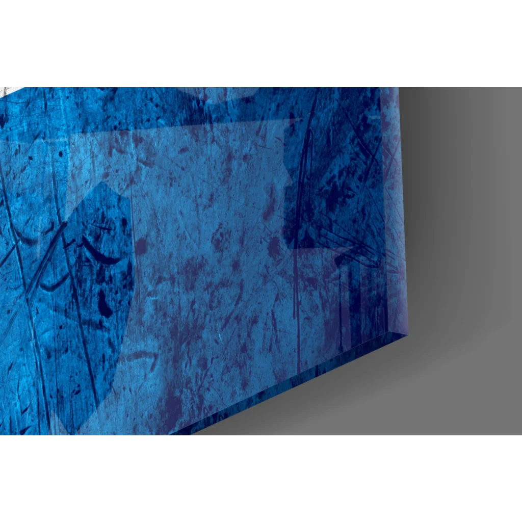 Blue abstract textured wall art canvas with vintage Paraguayan flag design