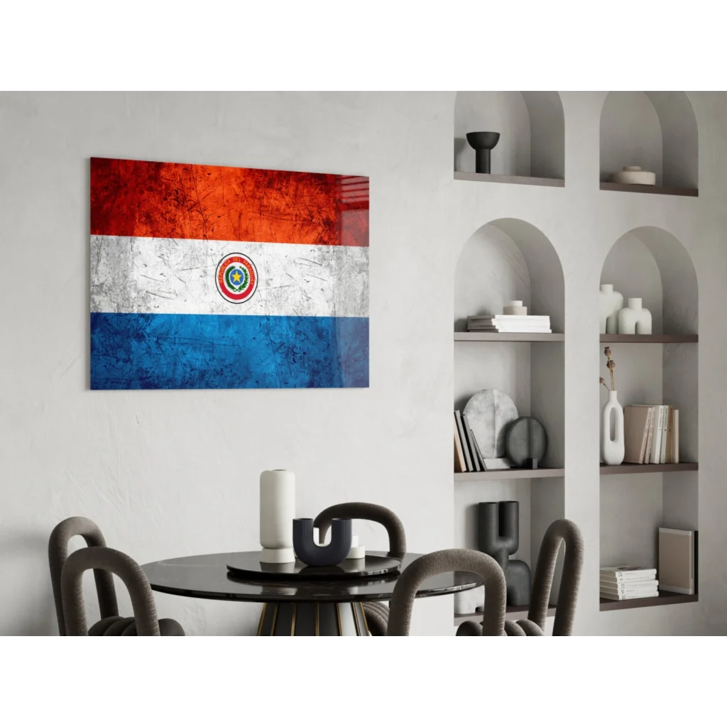 Distressed vintage Paraguayan flag wall art on canvas