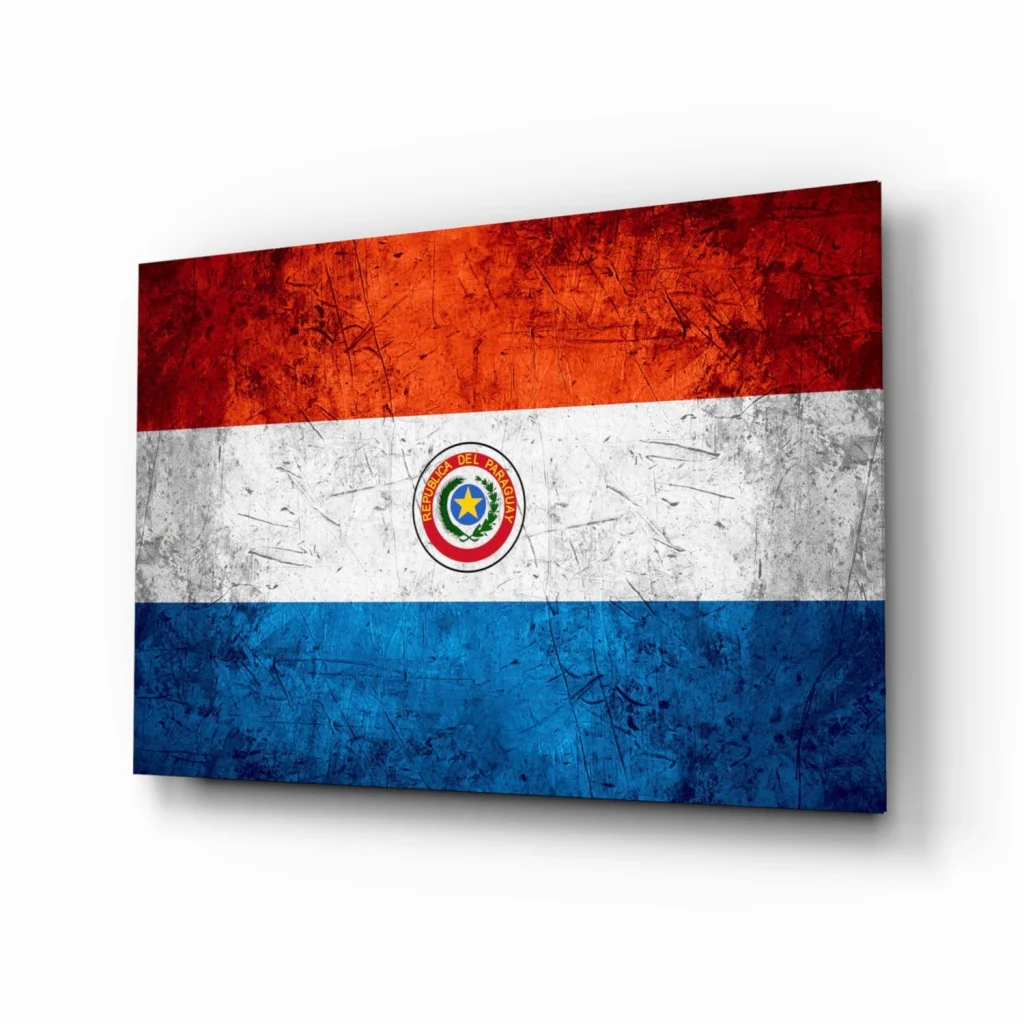 Vintage Paraguayan Flag Canvas Wall Art with Distressed Finish | Insigneart USA | vintageantiquesgifts.com