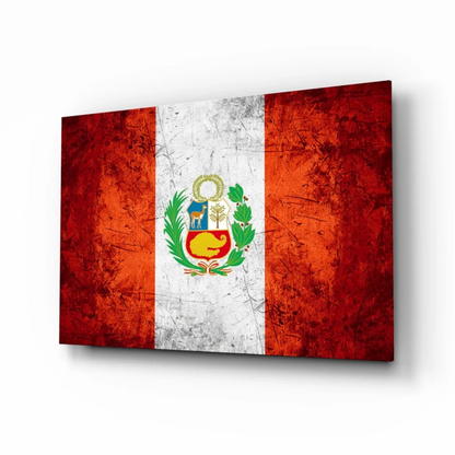 Peruvian Flag Canvas Wall Art with Vibrant National Emblem | Insigneart USA | vintageantiquesgifts.com