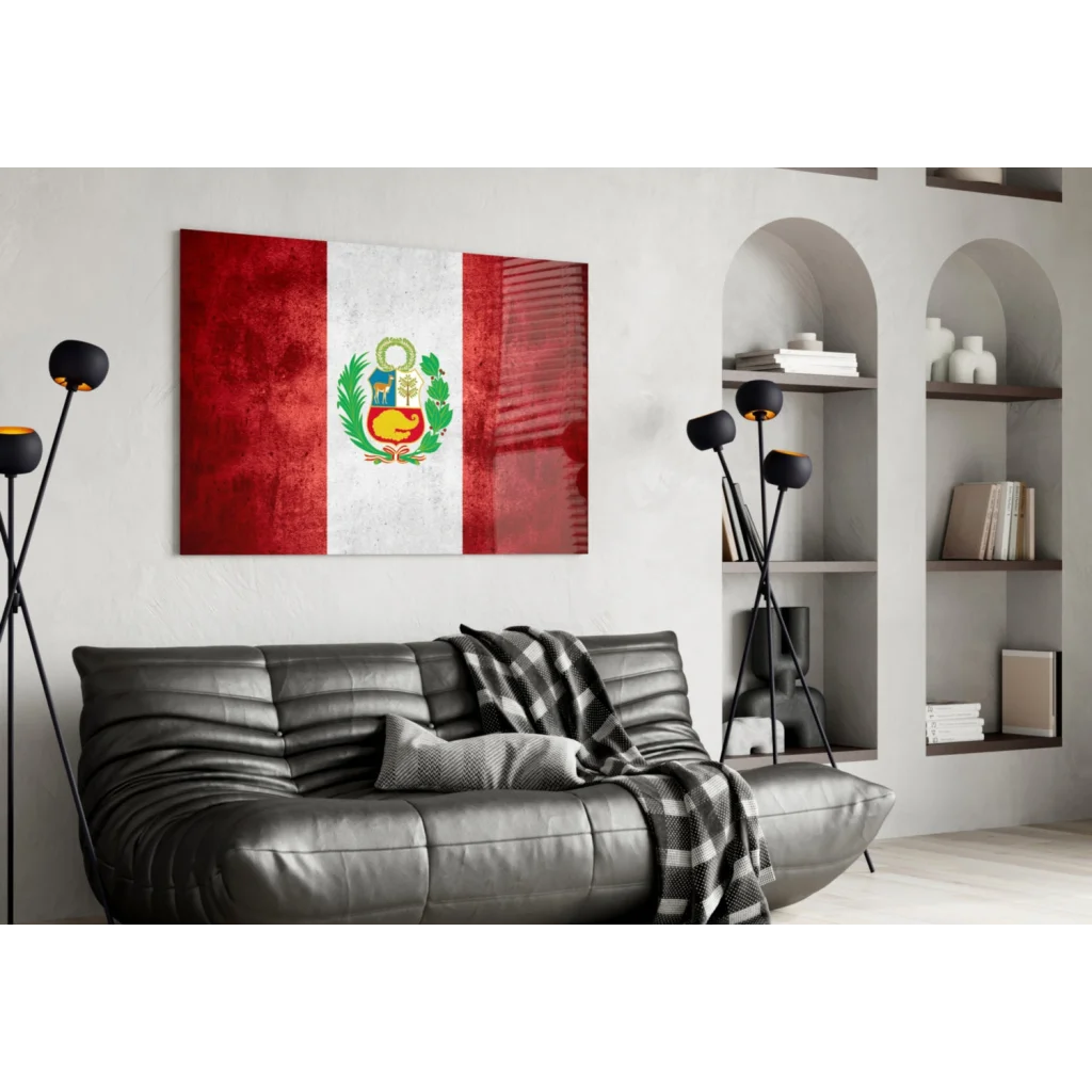 Peruvian Flag Canvas Wall Art with Textured Finish | Contemporary Home Wall Art | vintageantiquesgifts.com
