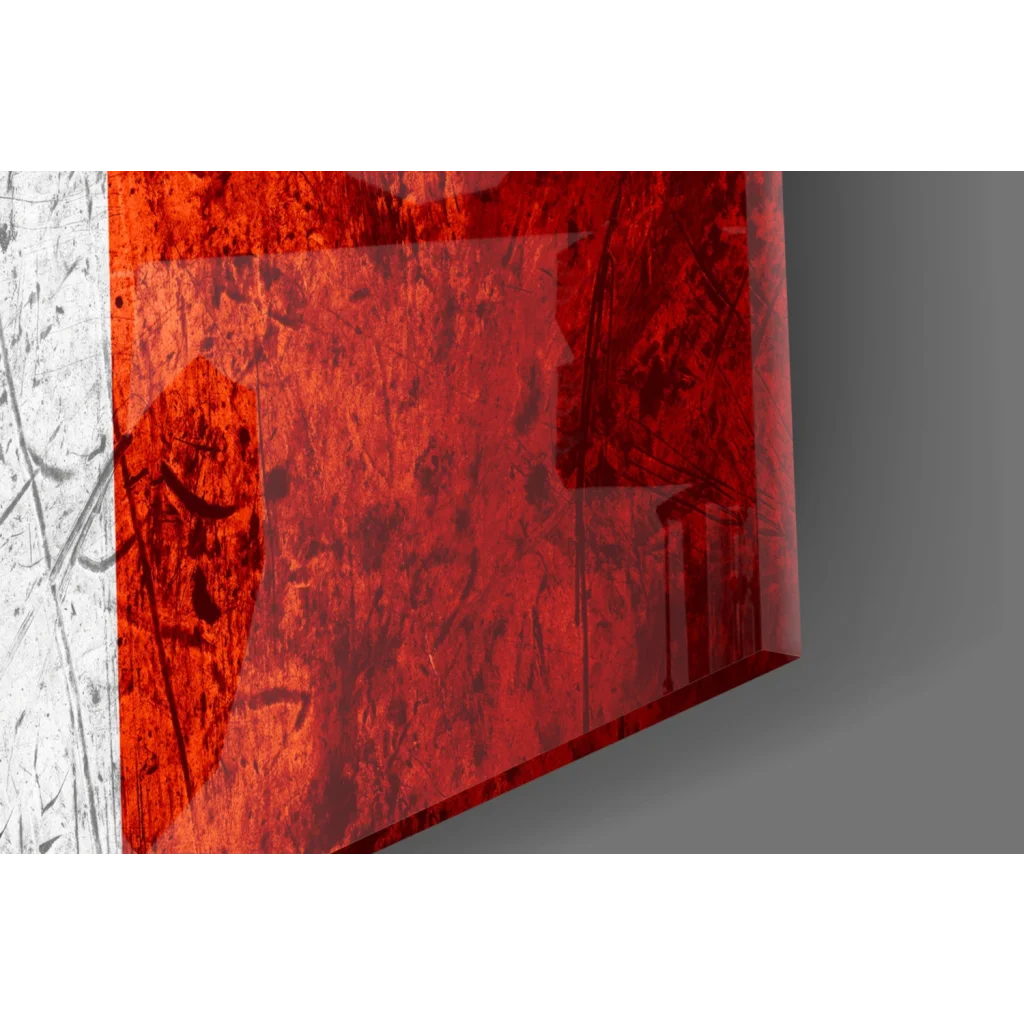 Vibrant red Peruvian flag canvas wall art with textured layers and white stripe