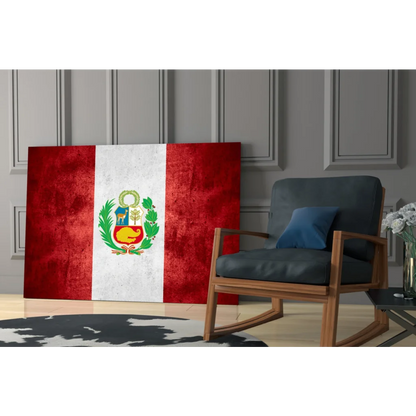 Peruvian Flag Canvas Wall Art with Textured Red White Stripes