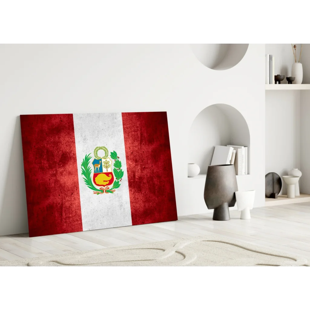 Peruvian Flag Canvas Wall Art with Textured Finish | Modern Wall Art Decor | vintageantiquesgifts.com