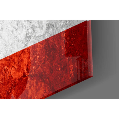Vibrant red and white Puerto Rican flag glass wall art panel