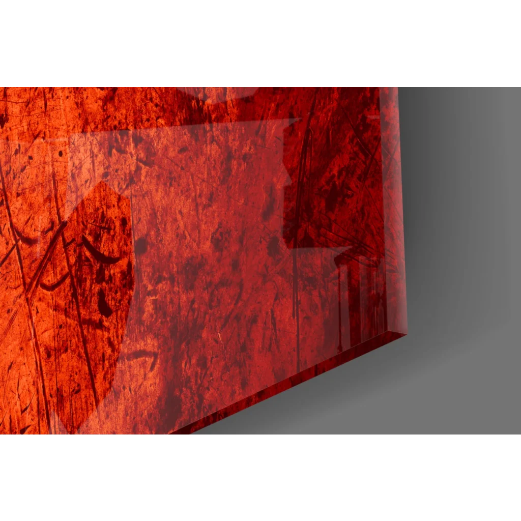 Vibrant red abstract textured wall art panel in bold African flag stripes
