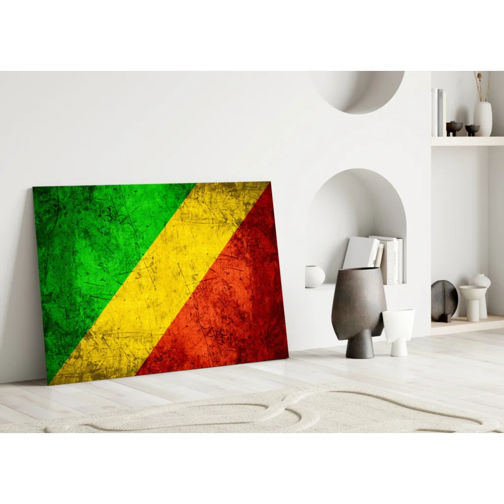 Distressed Côte d’Ivoire flag canvas wall art in bold green, yellow, red stripes