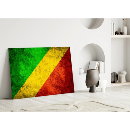 Distressed Côte d’Ivoire flag canvas wall art in bold green, yellow, red stripes