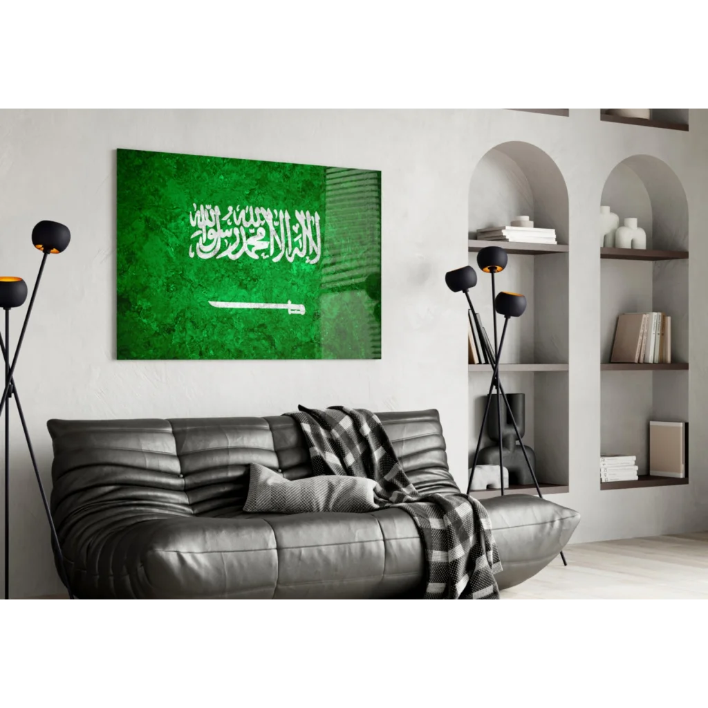 Stunning Saudi Arabia Flag Glass Wall Art Canvas Print | Contemporary Home Wall Art | vintageantiquesgifts.com