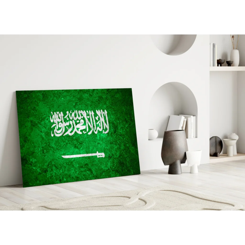 Stunning Saudi Arabia Flag Glass Wall Art Canvas Print | Modern Wall Art Decor | vintageantiquesgifts.com