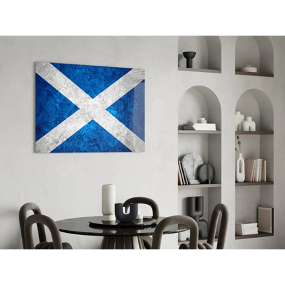 Vibrant blue and silver Scottish flag textured canvas wall art