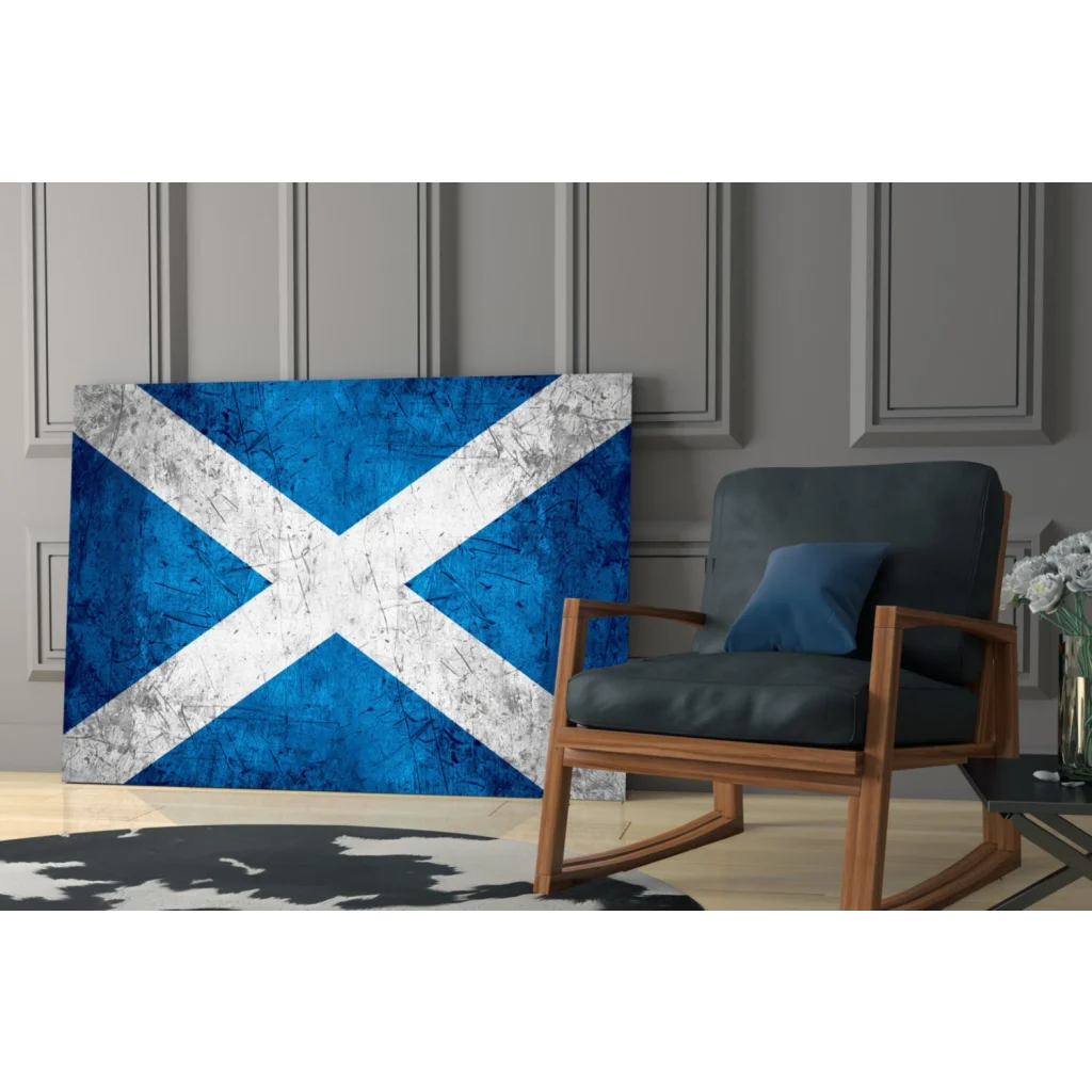 Distressed blue and white Scottish flag canvas wall art
