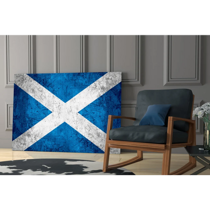 Distressed blue and white Scottish flag canvas wall art
