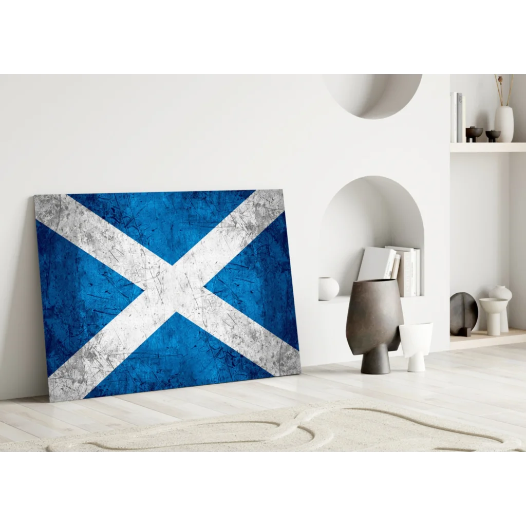 Distressed blue and white Scottish flag wall art canvas