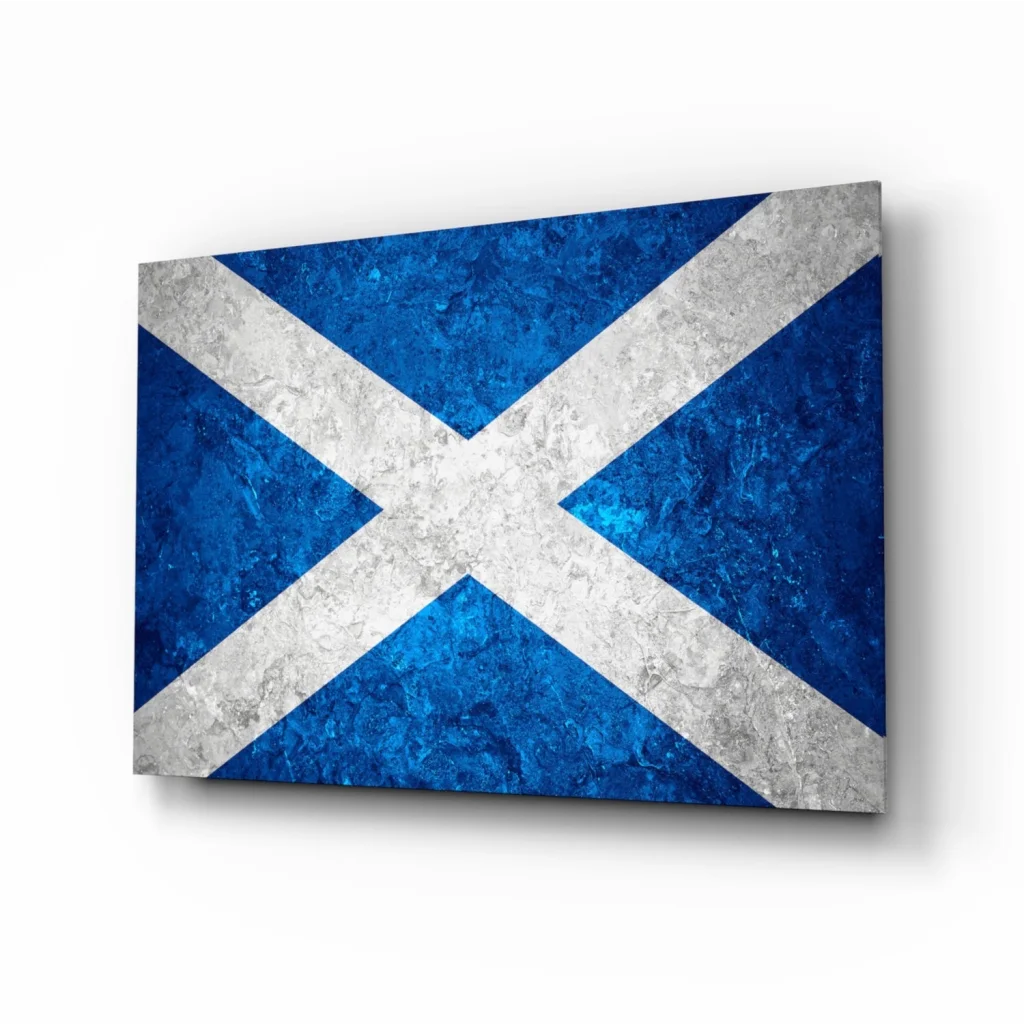 Stunning blue and white Scottish flag textured canvas wall art
