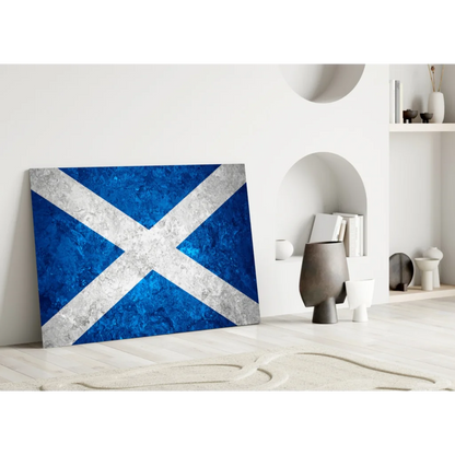 Stunning blue and silver Scottish flag textured canvas wall art