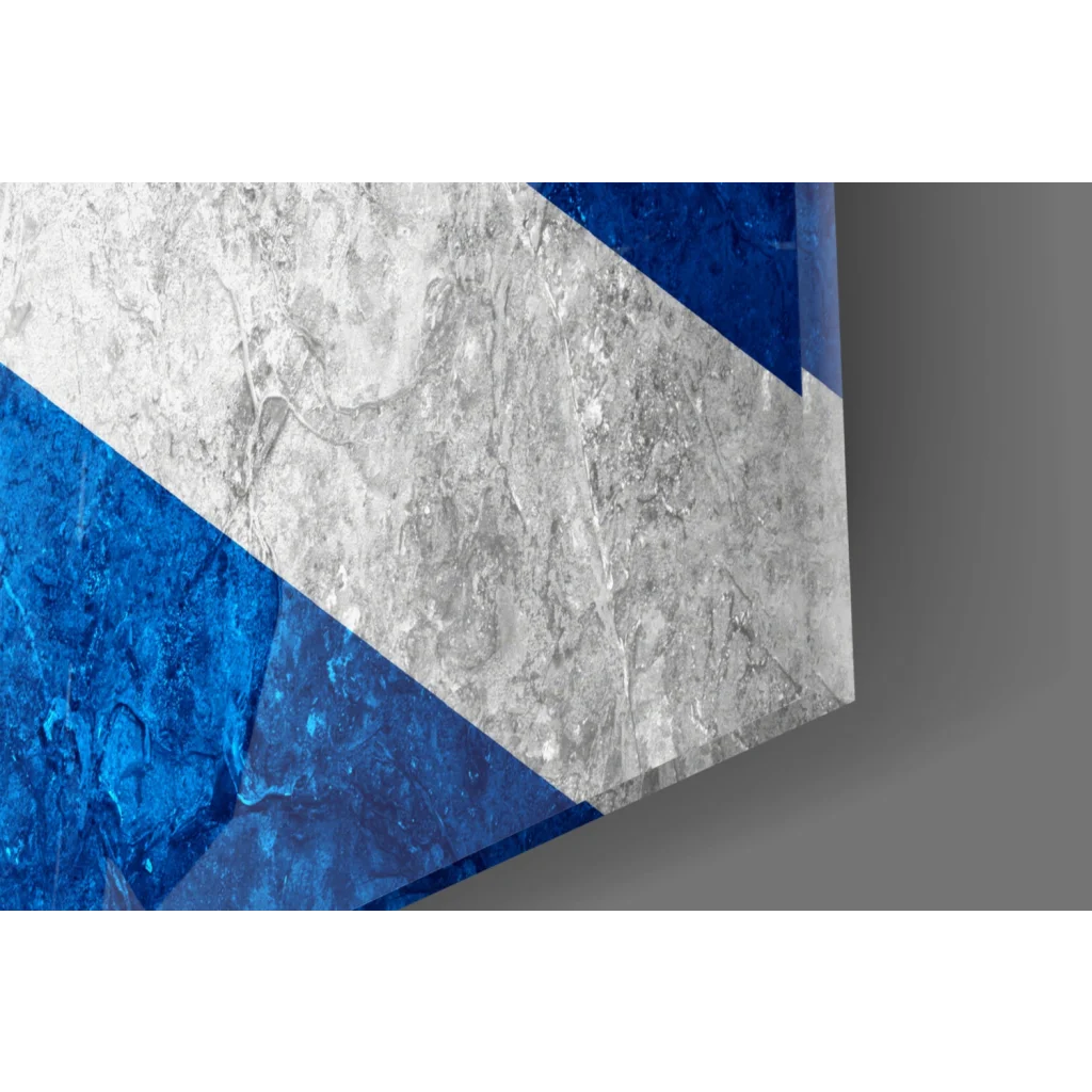 Modern Scottish flag wall art canvas with bold blue and silver stripes