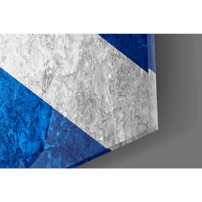 Modern Scottish flag wall art canvas with bold blue and silver stripes